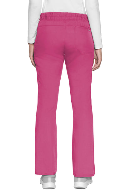 Touch MC007 Natural Rise Drawstring Flare Leg Pants Raspberry Tart Model Image Back | Med Couture