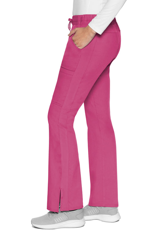 Touch MC007 Natural Rise Drawstring Flare Leg Pants Raspberry Tart Model Image Right Side | Med Couture