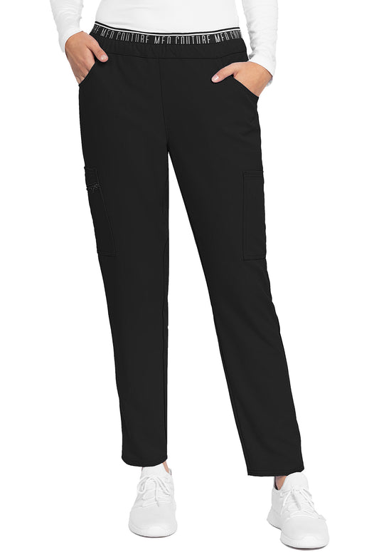 Insight MC009 Mid Rise Pull-on Tapered Leg Ankle Pants Black Model Image Front | Med Couture