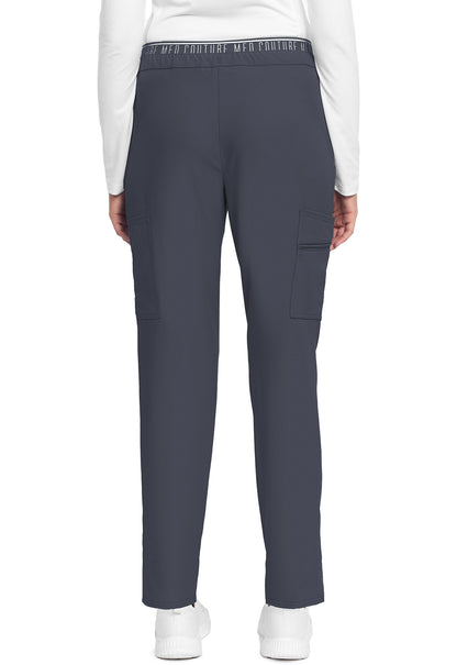 Insight MC009 Mid Rise Pull-on Tapered Leg Ankle Pants Pewter Model Image Back | Med Couture