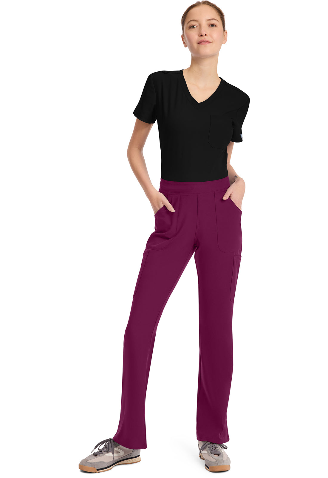 Insight MC010 Women's Mid Rise Flare Leg Pants Wine Image