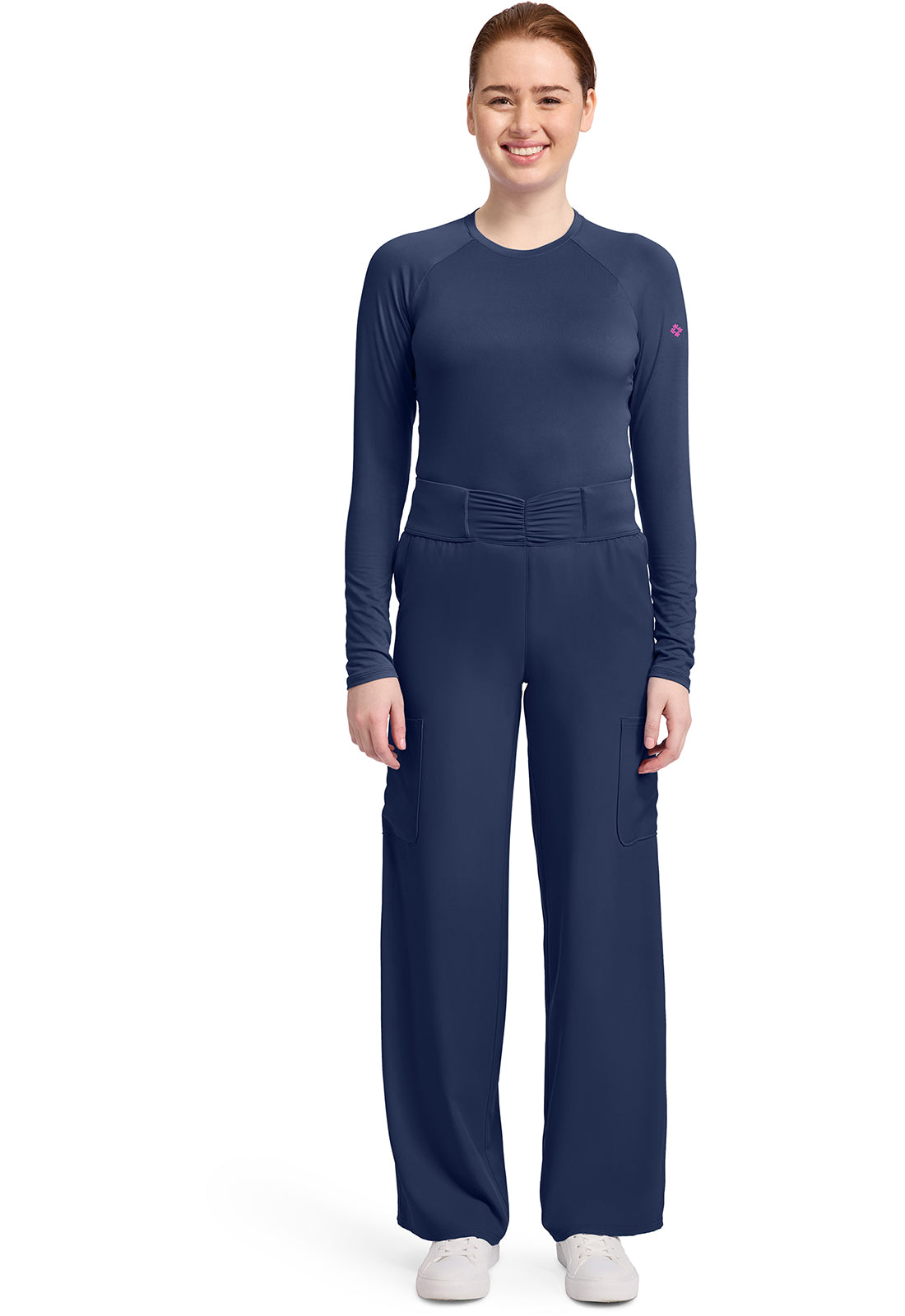 Insight MC011 Women's 5-Pocket Ruched Wide Leg Pants Navy