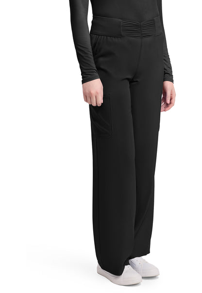 Insight MC011 Women's 5-Pocket Ruched Wide Leg Pants Black
