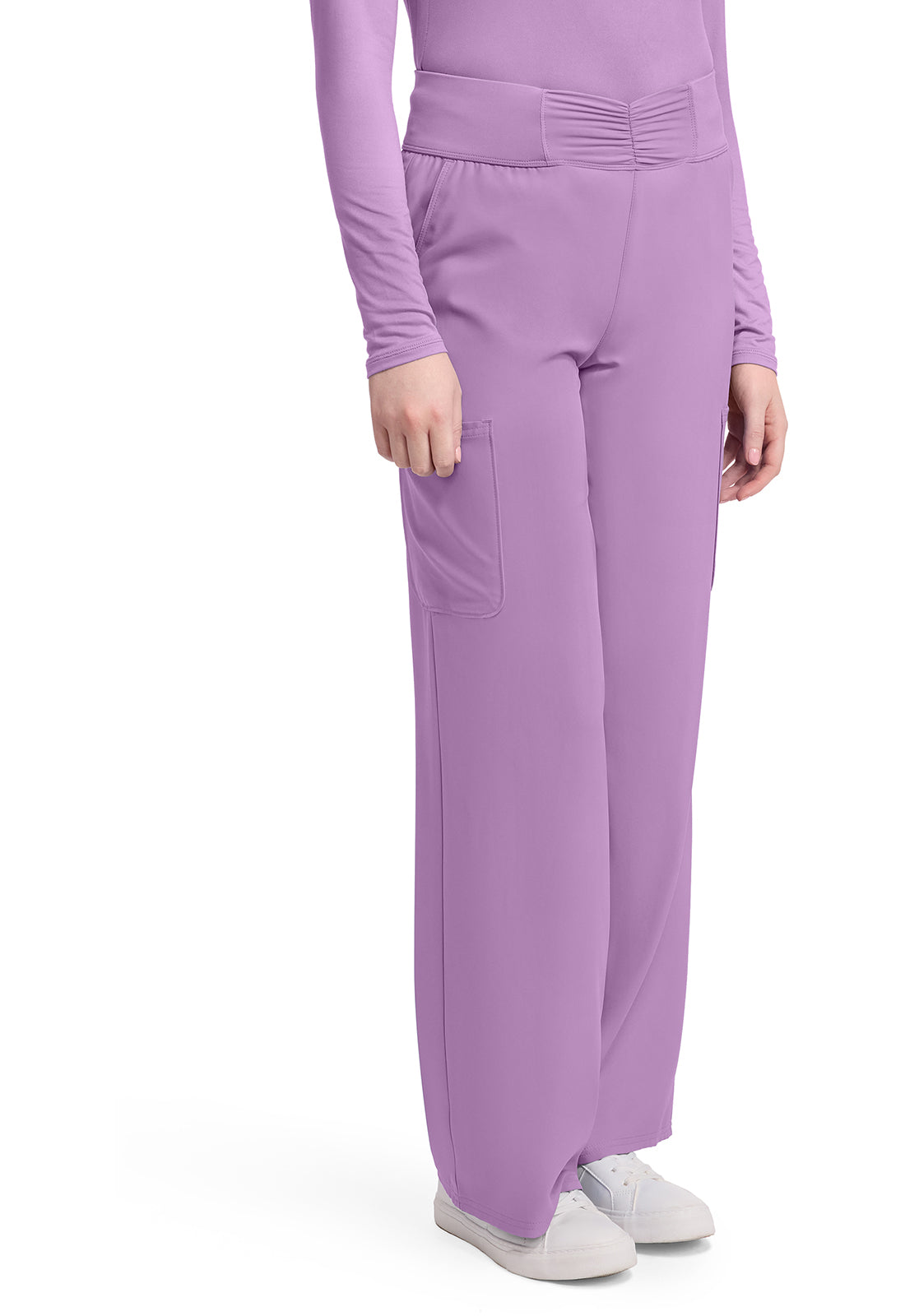 Insight MC011 Women's 5-Pocket Ruched Wide Leg Pants Lilac