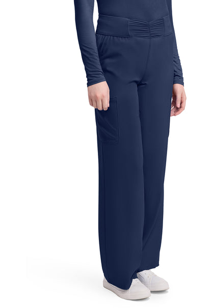 Insight MC011 Women's 5-Pocket Ruched Wide Leg Pants Navy