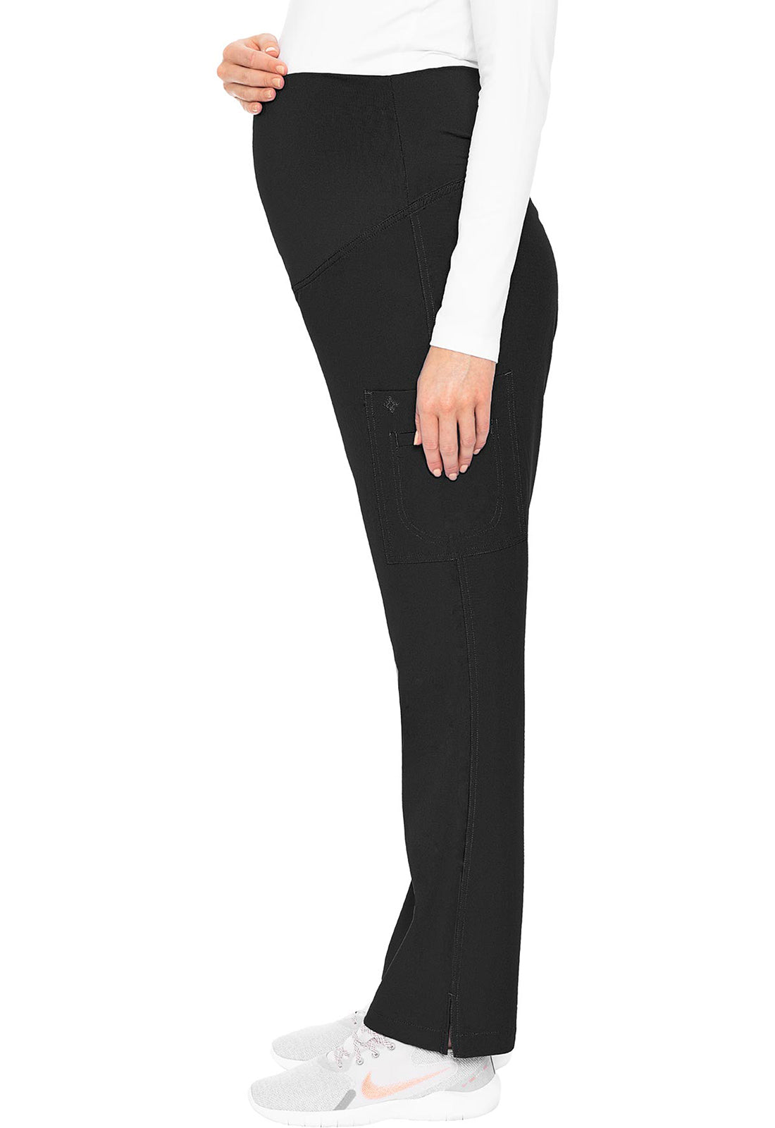 Touch MC028 Maternity Pants Black Model Image Right Side | Med Couture