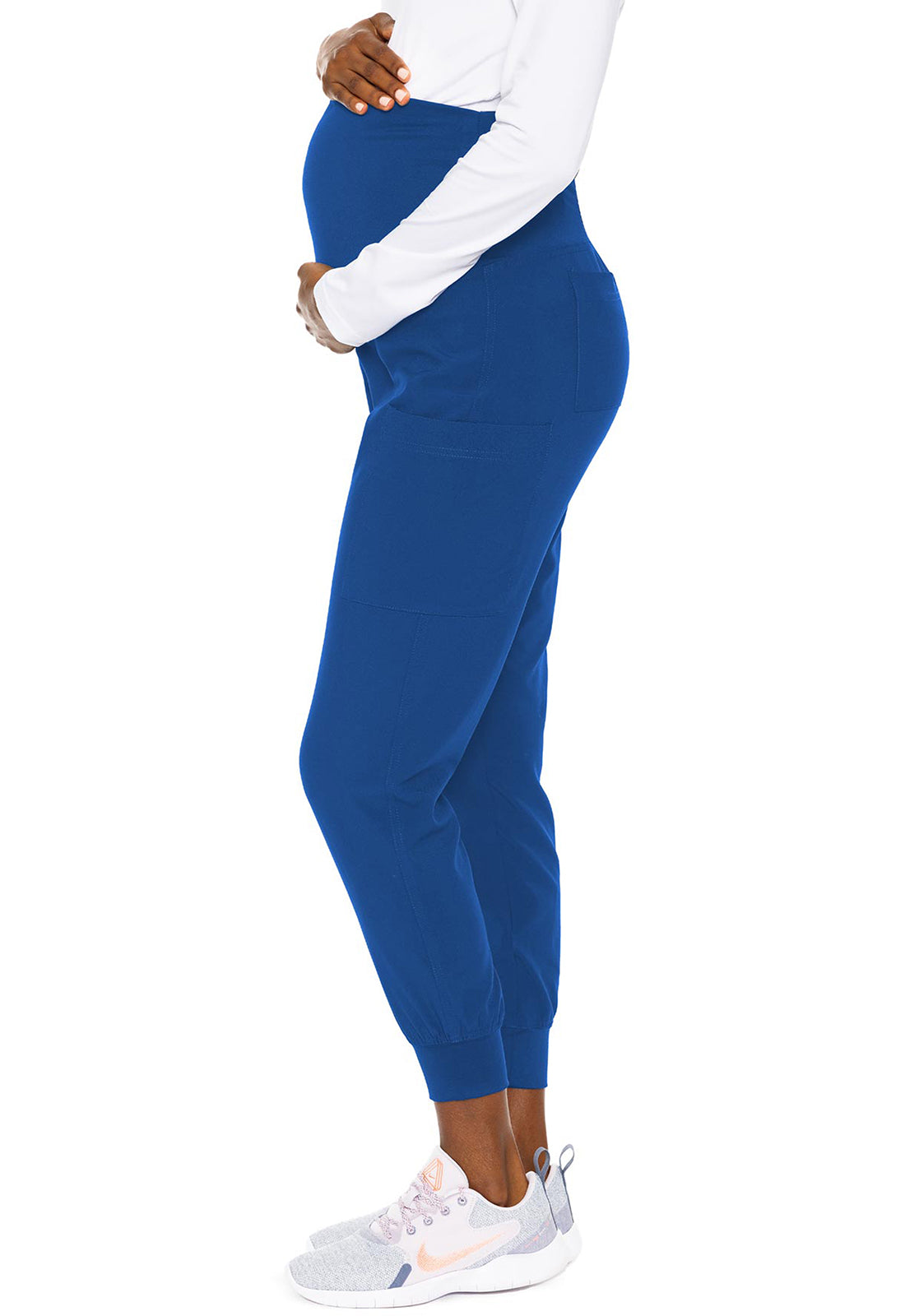 Touch MC029 Maternity Jogger Royal Model Image Right Side | Med Couture