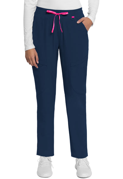 AMP MC101 Mid Rise Drawstring Tapered Leg Pants Navy Model Image Front | Med Couture