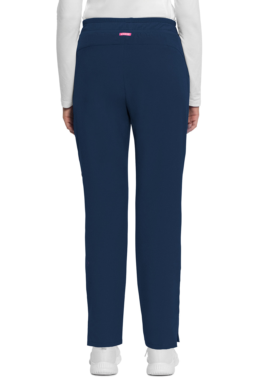 AMP MC101 Mid Rise Drawstring Tapered Leg Pants Navy Model Image Back | Med Couture