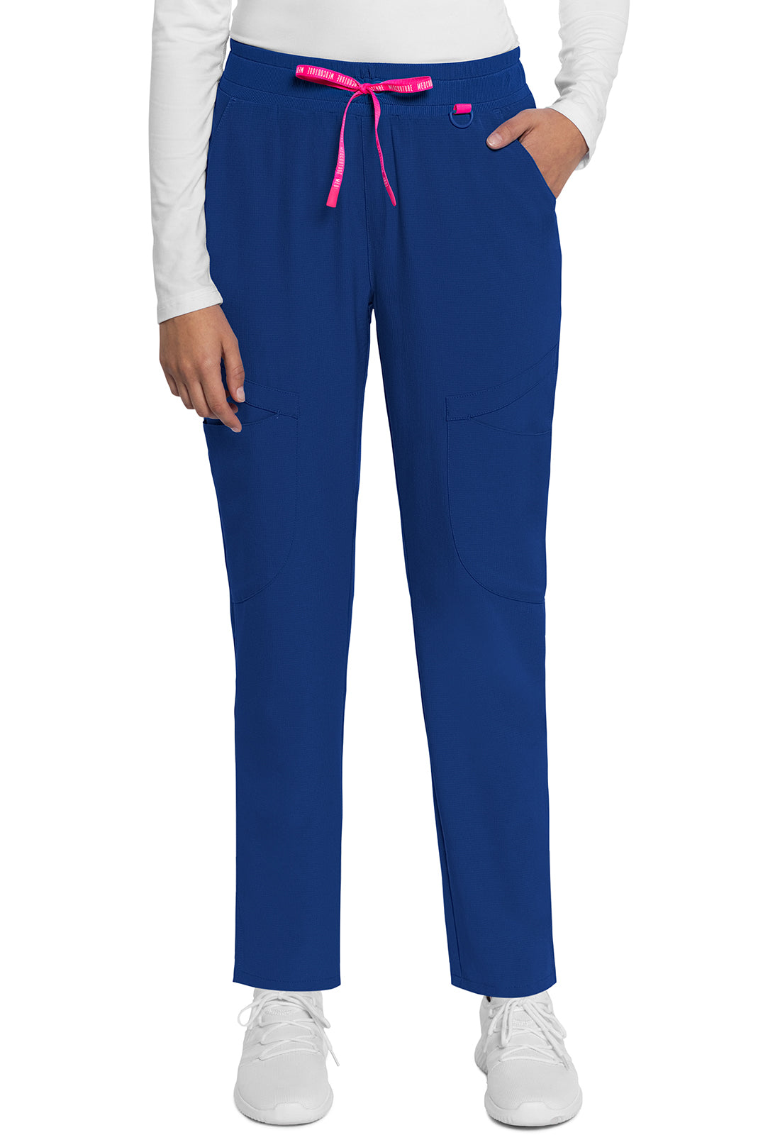 AMP MC101 Mid Rise Drawstring Tapered Leg Pants Royal Model Image Front | Med Couture