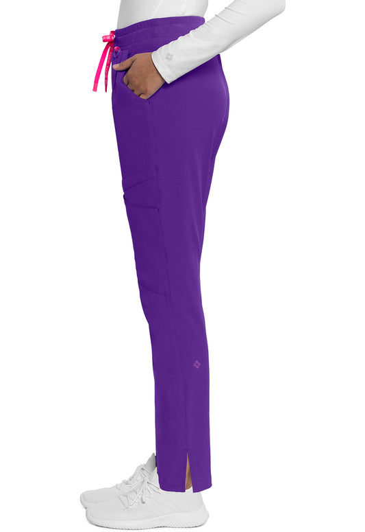 AMP MC101 Mid Rise Drawstring Tapered Leg Pants Purple Surge Model Image Right Side | Med Couture