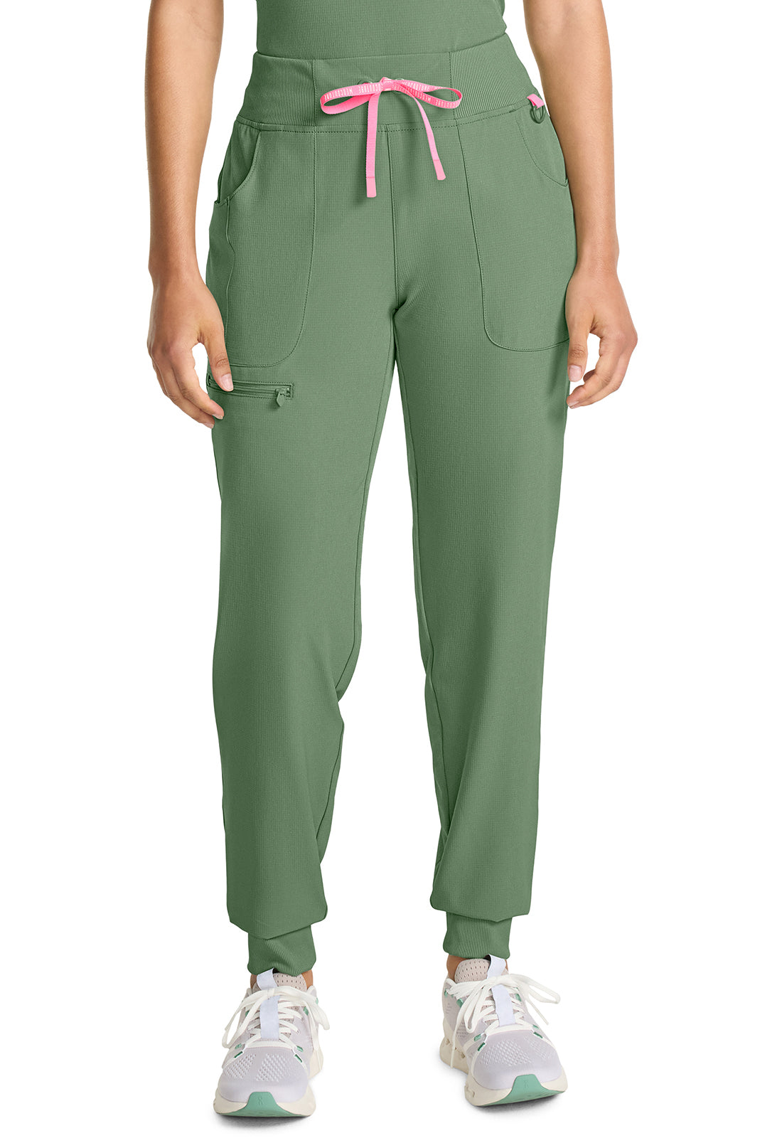 AMP MC102 Mid Rise Jogger Beyond Green Model Image Front | Med Couture