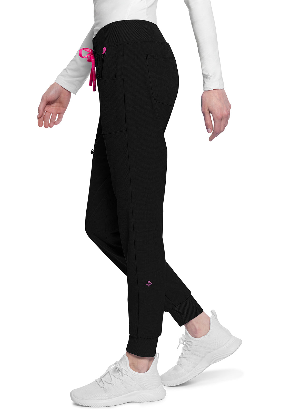 AMP MC102 Mid Rise Jogger Black Model Image Right Side | Med Couture