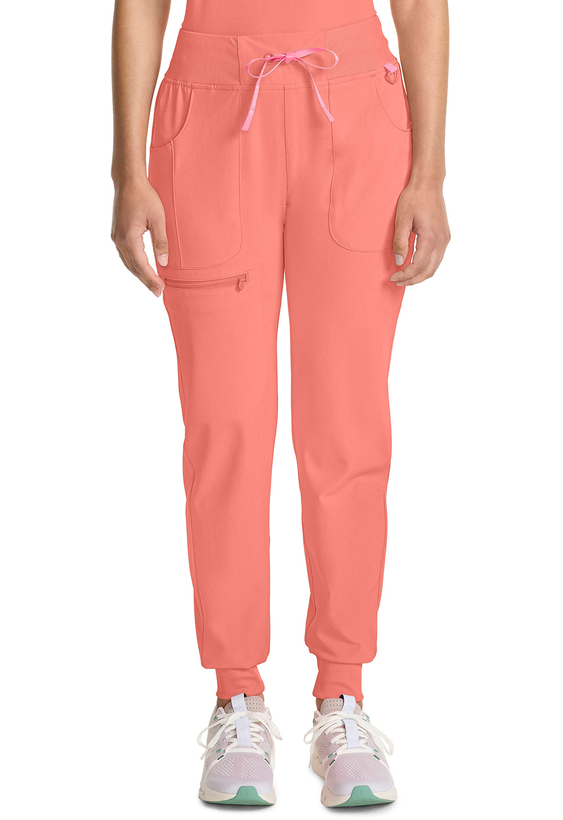 AMP MC102 Mid Rise Jogger Coral Fusion Model Image Front | Med Couture