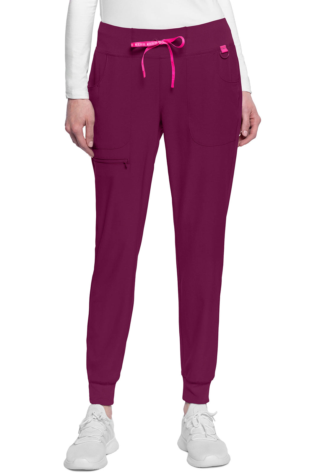 AMP MC102 Mid Rise Jogger Wine Model Image Front | Med Couture