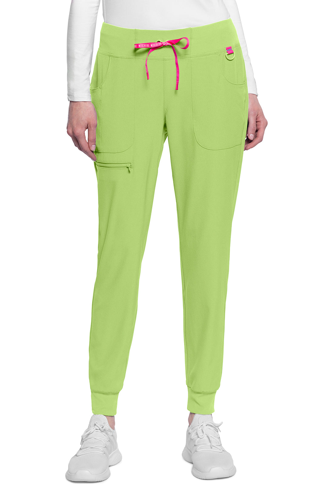 AMP MC102 Mid Rise Jogger Cyber Lime Model Image Front | Med Couture