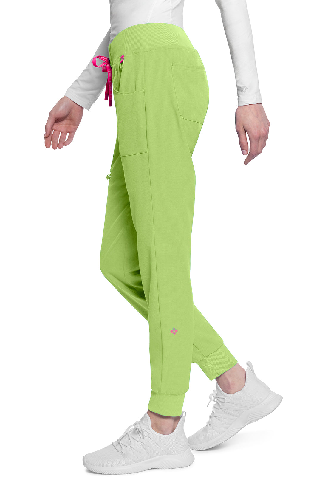 AMP MC102 Mid Rise Jogger Cyber Lime Model Image Right Side | Med Couture