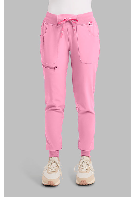 Amp MC102 Women's Mid Rise Scrub Joggers Pixel Pink