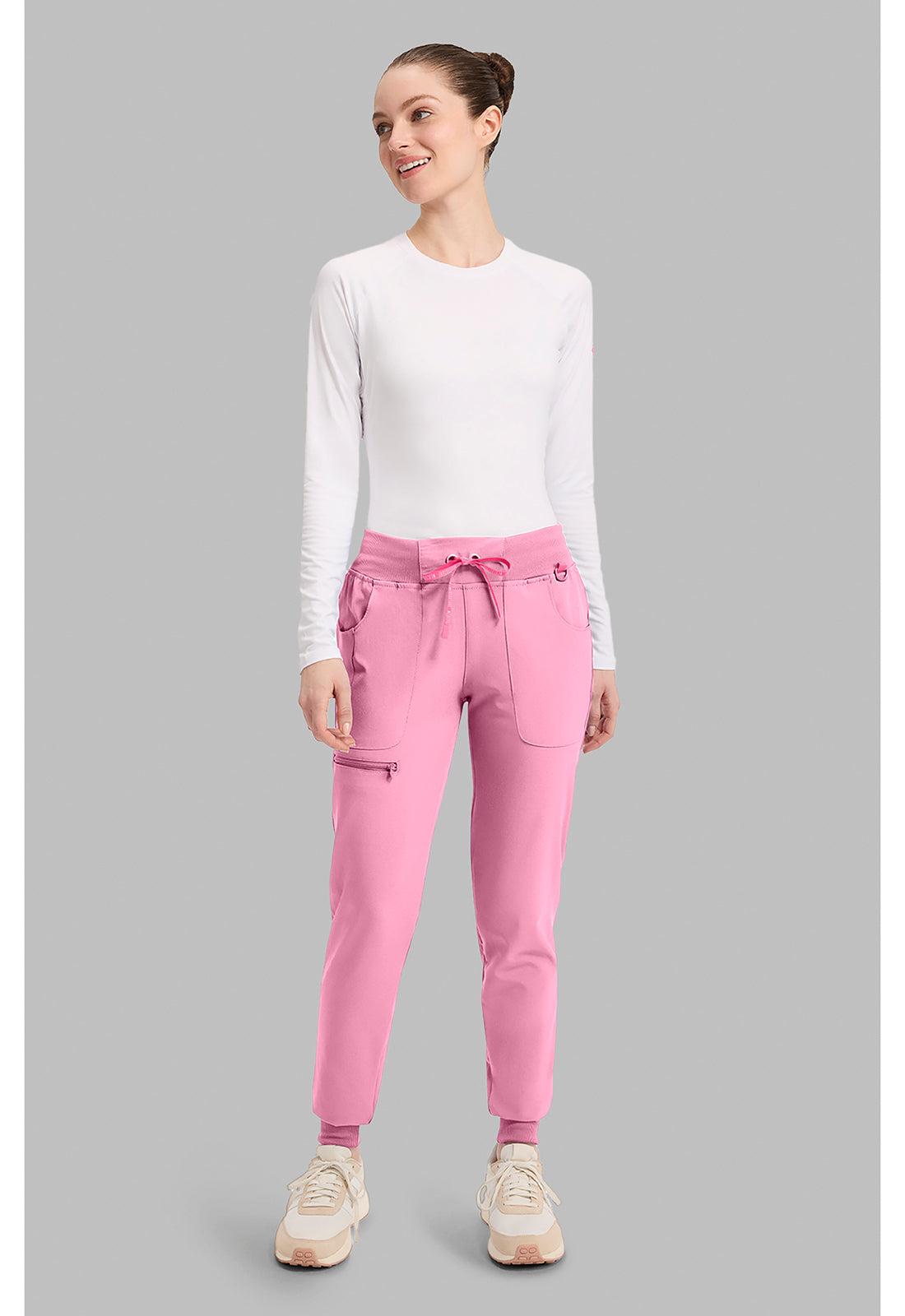 Amp MC102 Women's Mid Rise Scrub Joggers Pixel Pink