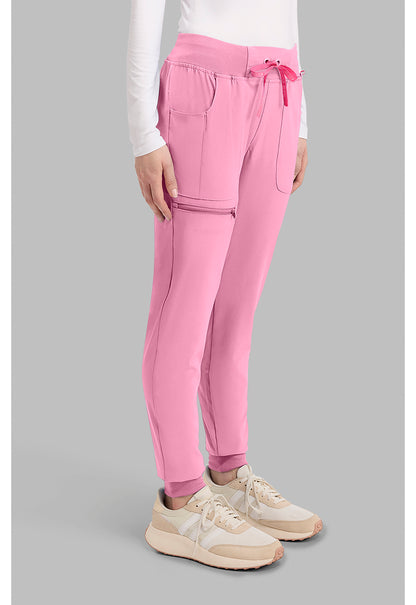 Amp MC102 Women's Mid Rise Scrub Joggers Pixel Pink