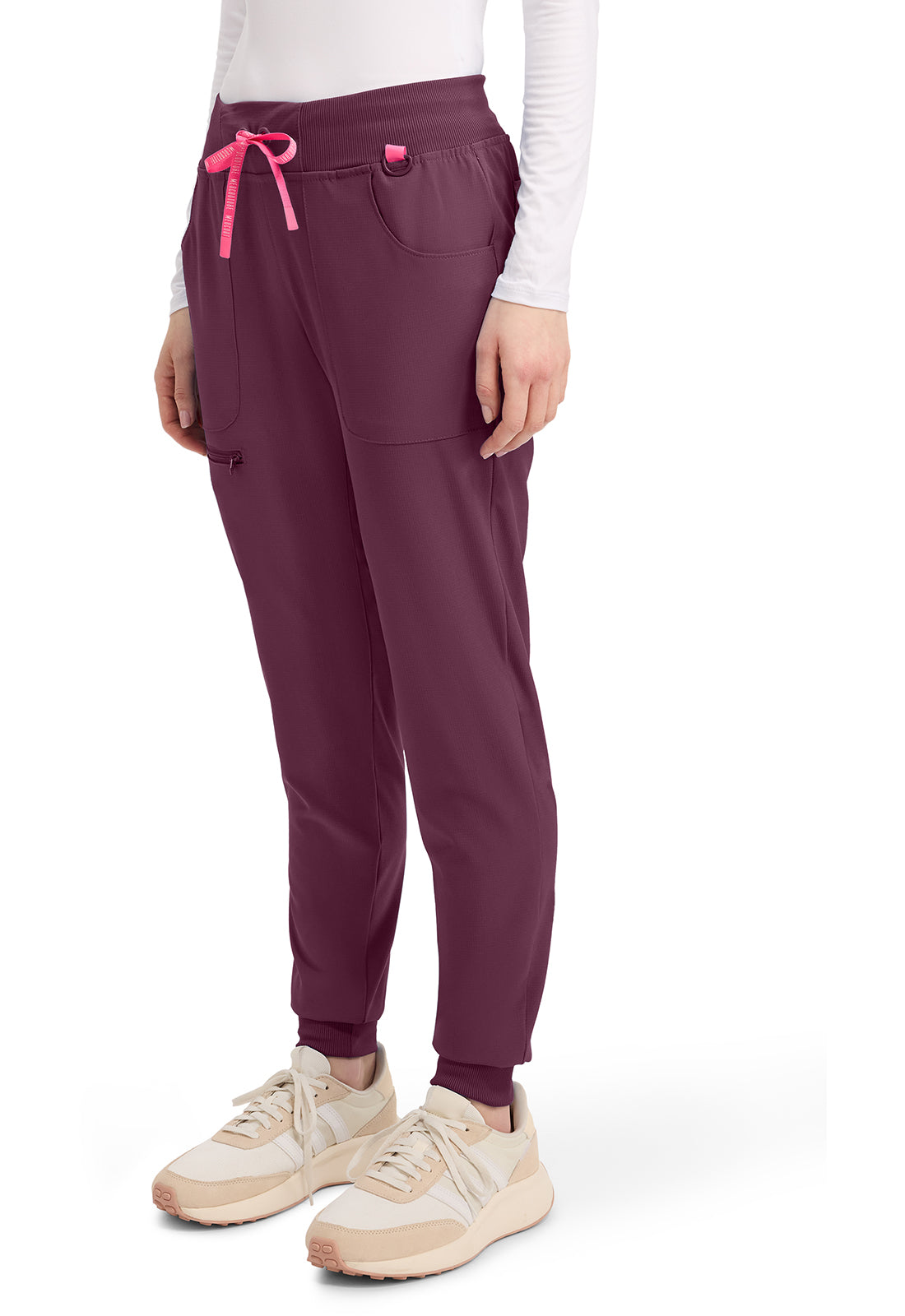 Amp MC102 Women's Mid Rise Scrub Joggers Wine