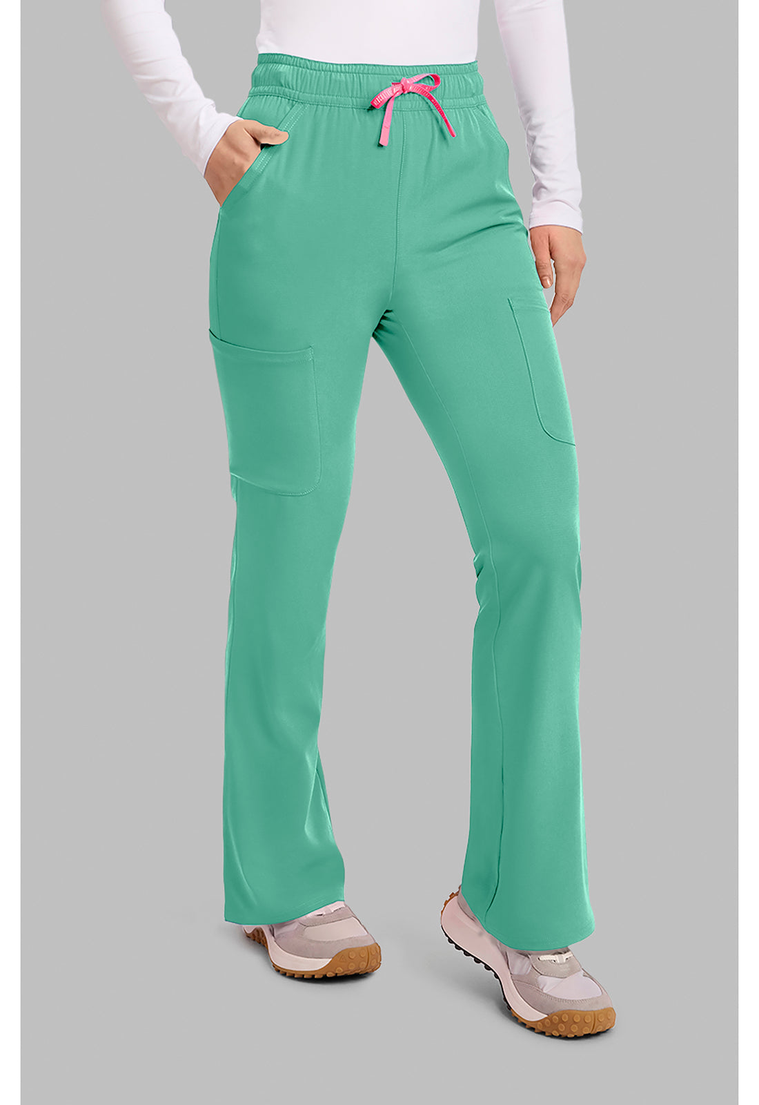Amp MC104 Women's High Rise 4-Pocket Flare Scrub Pants Mint Condition