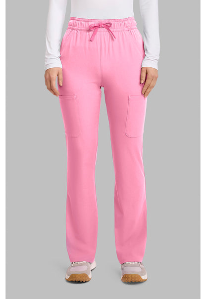 Amp MC104 Women's High Rise 4-Pocket Flare Scrub Pants Pixel Pink