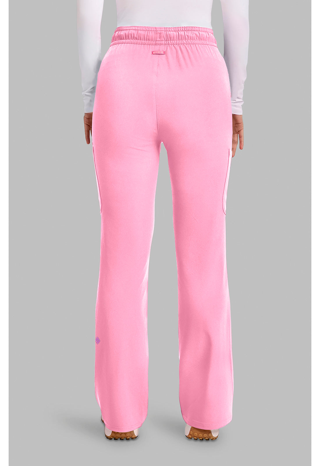 Amp MC104 Women's High Rise 4-Pocket Flare Scrub Pants Pixel Pink