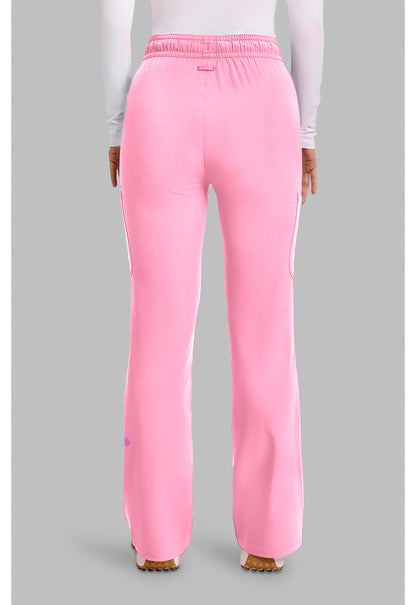 Amp MC104 Women's High Rise 4-Pocket Flare Scrub Pants Pixel Pink