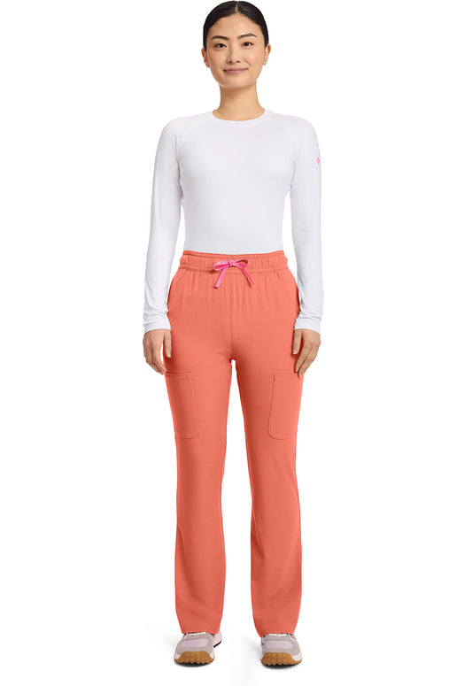Amp MC104 Women's High Rise 4-Pocket Flare Scrub Pants Coral Fusion