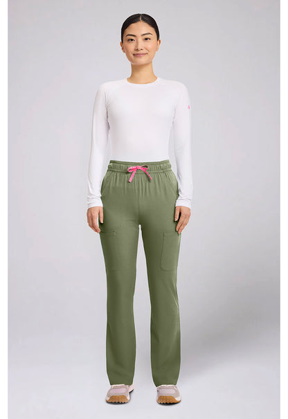 Amp MC104 Women's High Rise 4-Pocket Flare Scrub Pants Olive