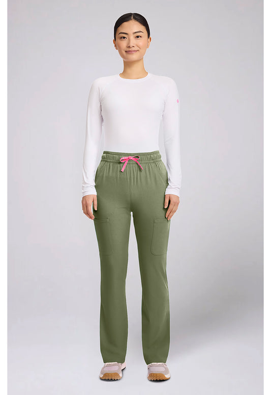 Amp MC104 Women's High Rise 4-Pocket Flare Scrub Pants Olive