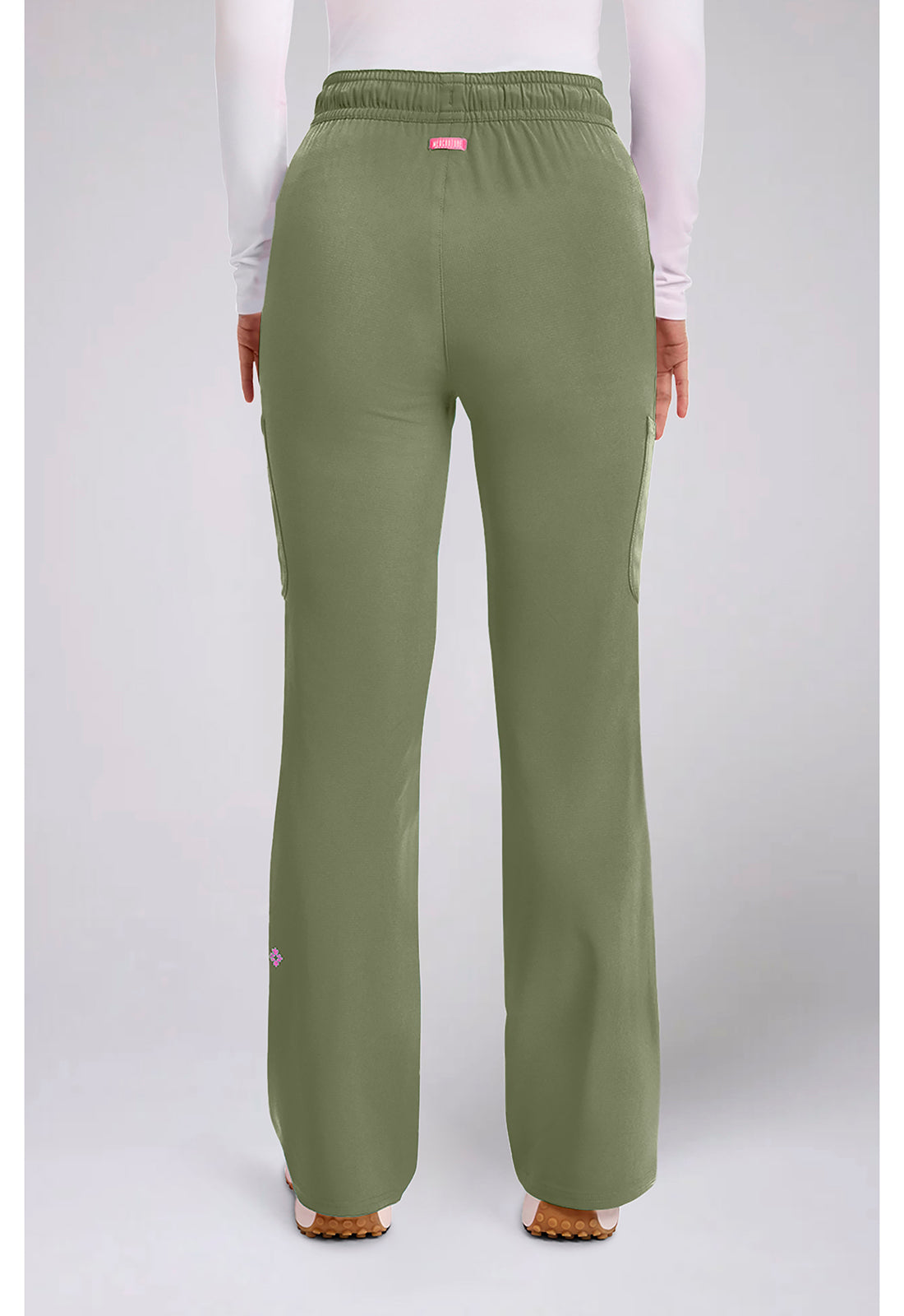 Amp MC104 Women's High Rise 4-Pocket Flare Scrub Pants Olive