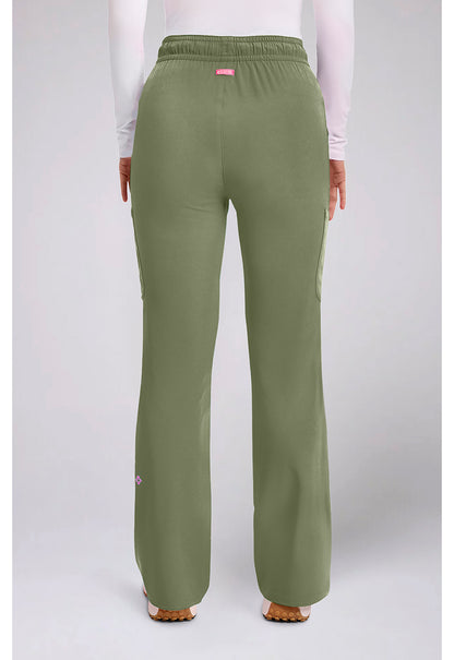 Amp MC104 Women's High Rise 4-Pocket Flare Scrub Pants Olive