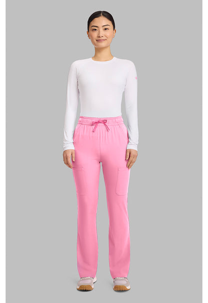 Amp MC104 Women's High Rise 4-Pocket Flare Scrub Pants Pixel Pink