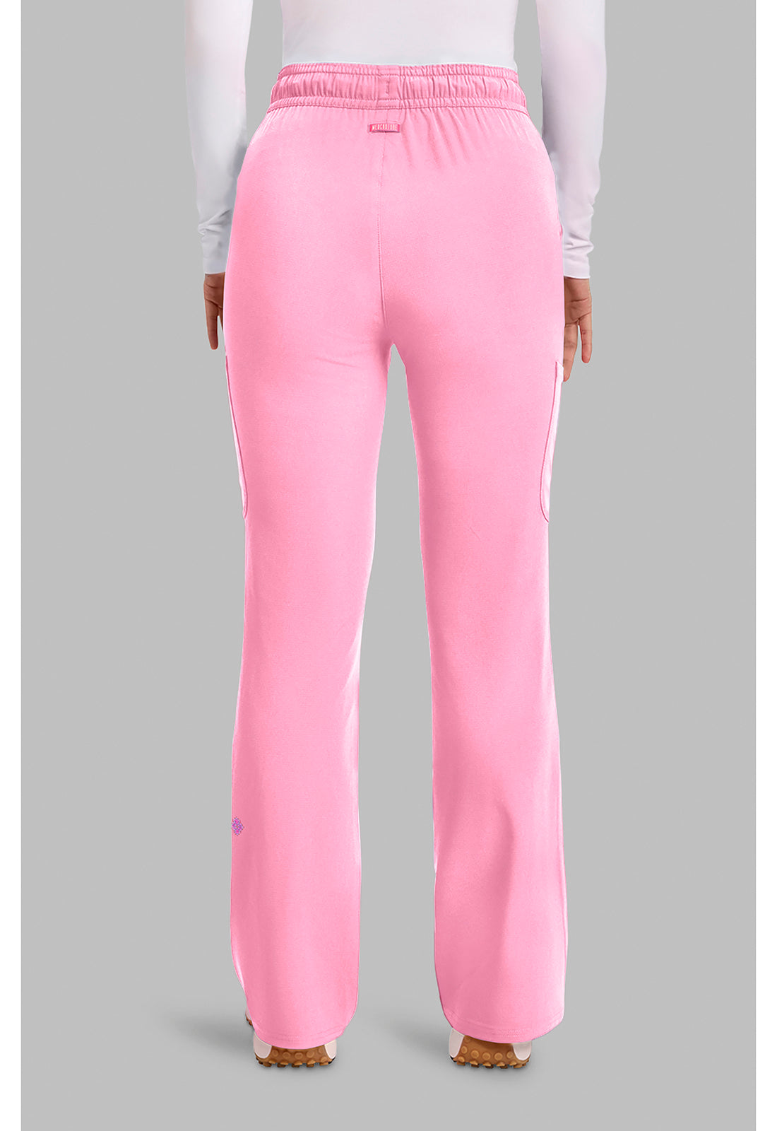 Amp MC104 Women's High Rise 4-Pocket Flare Scrub Pants Pixel Pink