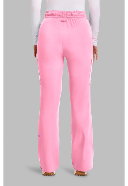 Amp MC104 Women's High Rise 4-Pocket Flare Scrub Pants Pixel Pink
