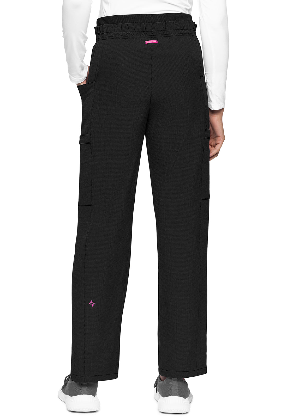 AMP MC105 High Rise Pull-on Wide Leg Cargo Pants Black Model Image Back | Med Couture