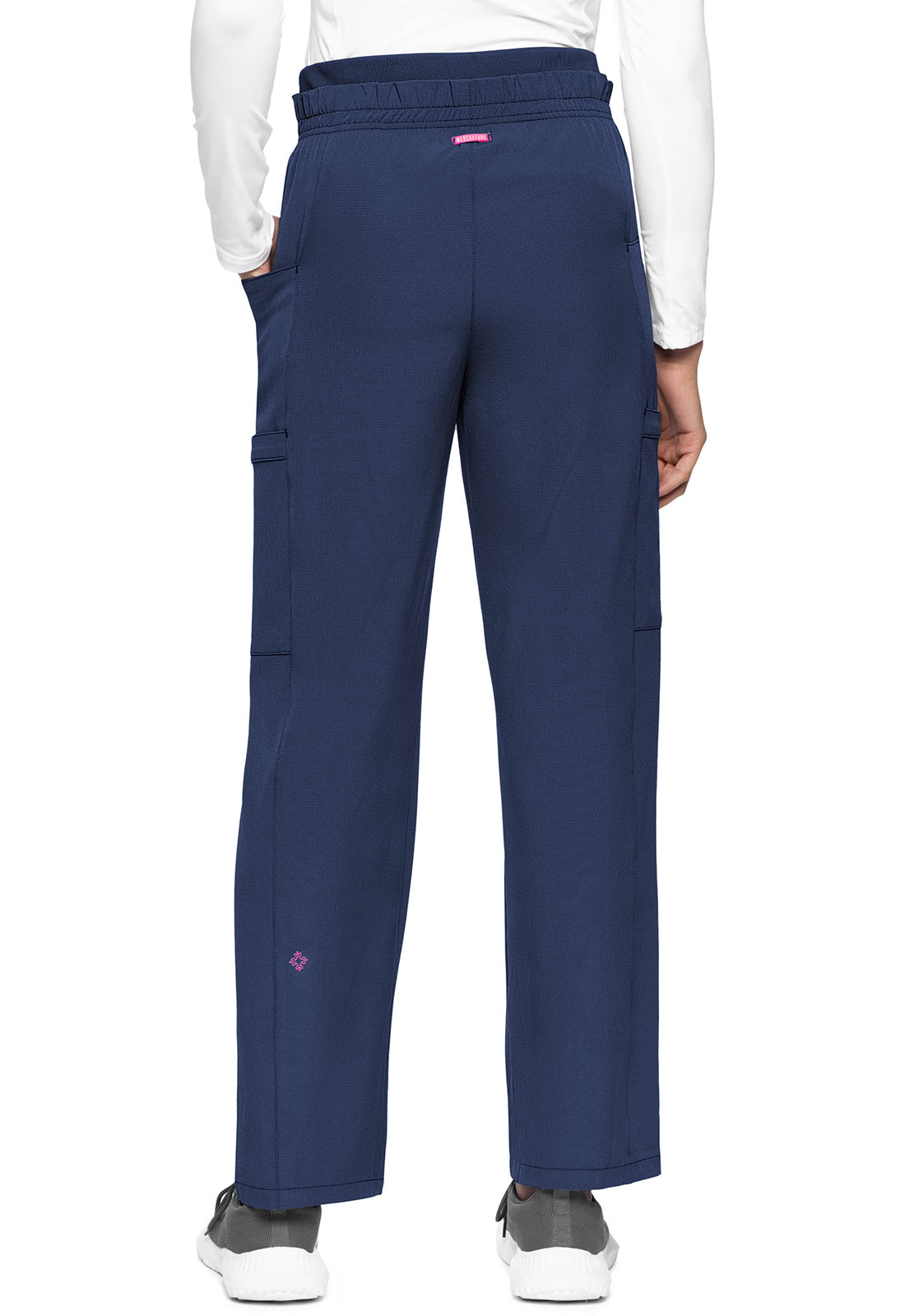 AMP MC105 High Rise Pull-on Wide Leg Cargo Pants Navy Model Image Back | Med Couture