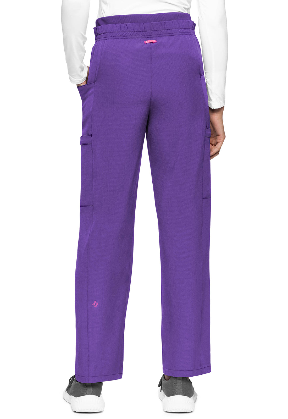 AMP MC105 High Rise Pull-on Wide Leg Cargo Pants Purple Surge Model Image Back | Med Couture