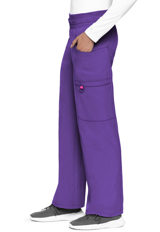 AMP MC105 High Rise Pull-on Wide Leg Cargo Pants Purple Surge Model Image Right Side | Med Couture