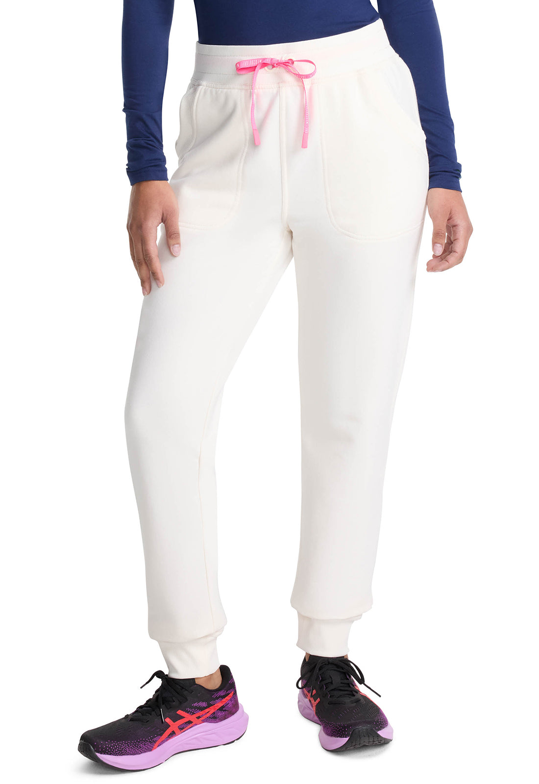 Lifestyle MC106 Fleece Natural Rise Jogger Sweet Cream Model Image Right Side | Med Couture