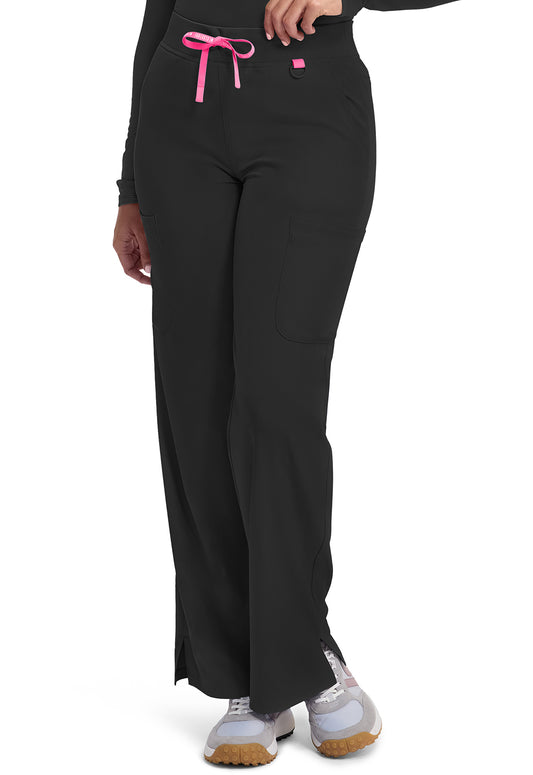 Amp MC109 Women's Wide Leg Pull On Scrub Pants Black