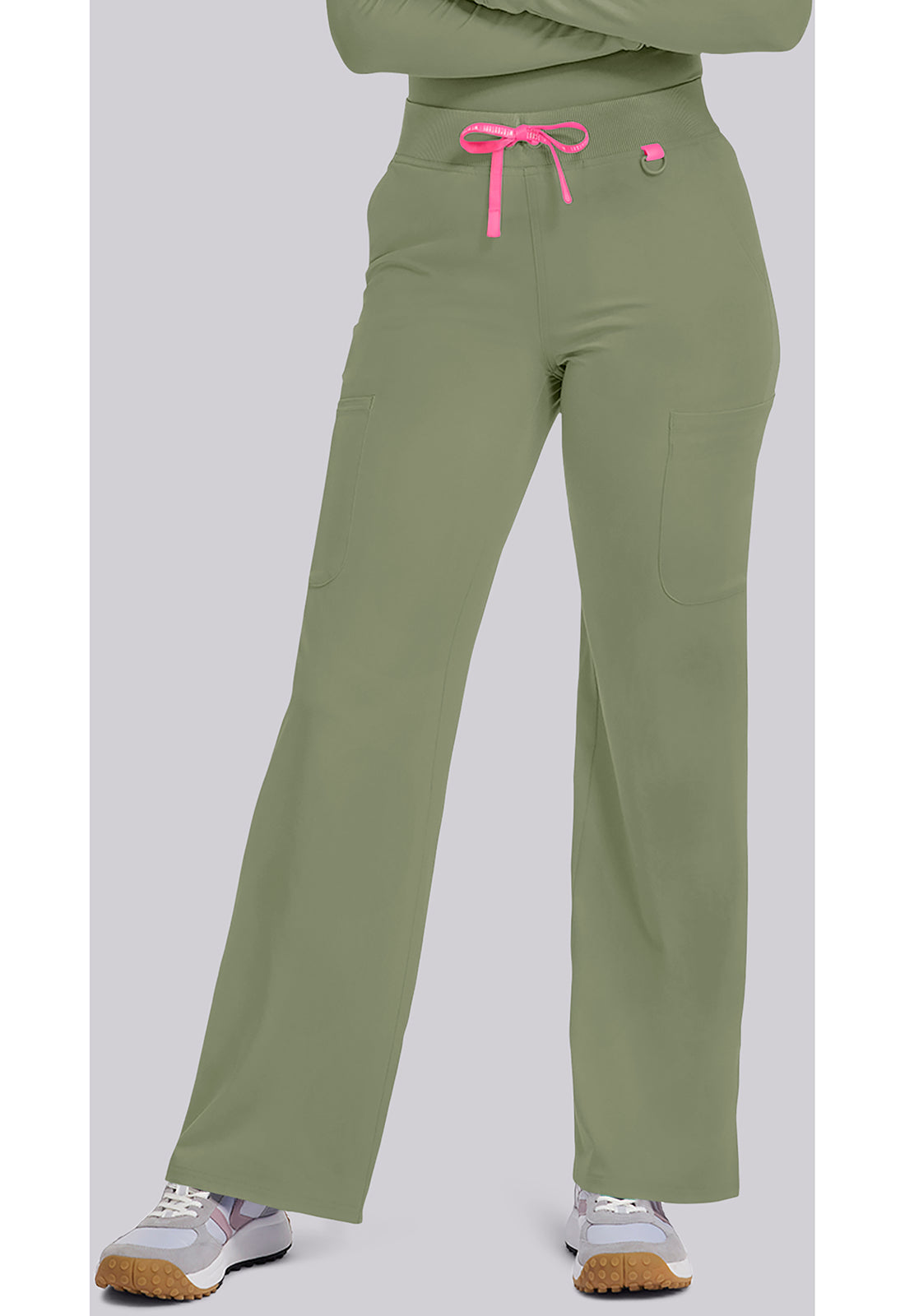 Amp MC109 Women's Wide Leg Pull On Scrub Pants Olive