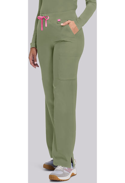 Amp MC109 Women's Wide Leg Pull On Scrub Pants Olive