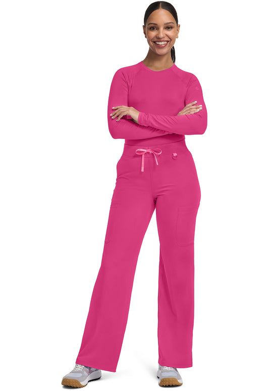 Amp MC109 Women's Wide Leg Pull On Scrub Pants Pink Power
