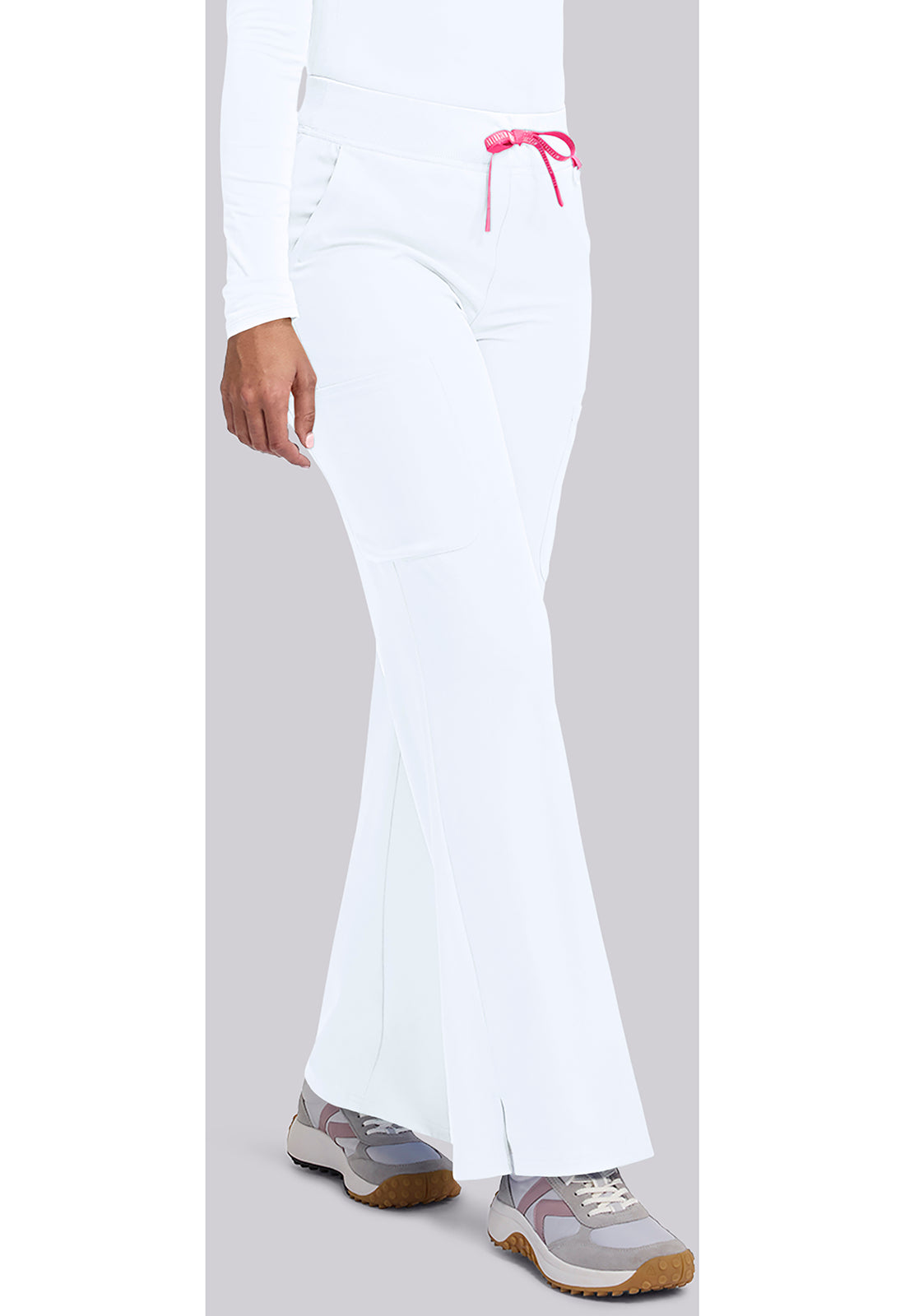 Amp MC109 Women's Wide Leg Pull On Scrub Pants White