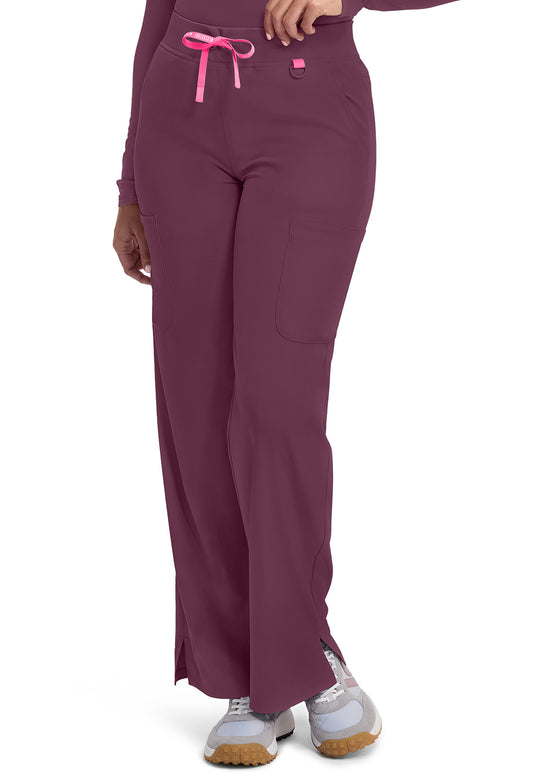 Amp MC109 Women's Wide Leg Pull On Scrub Pants Wine