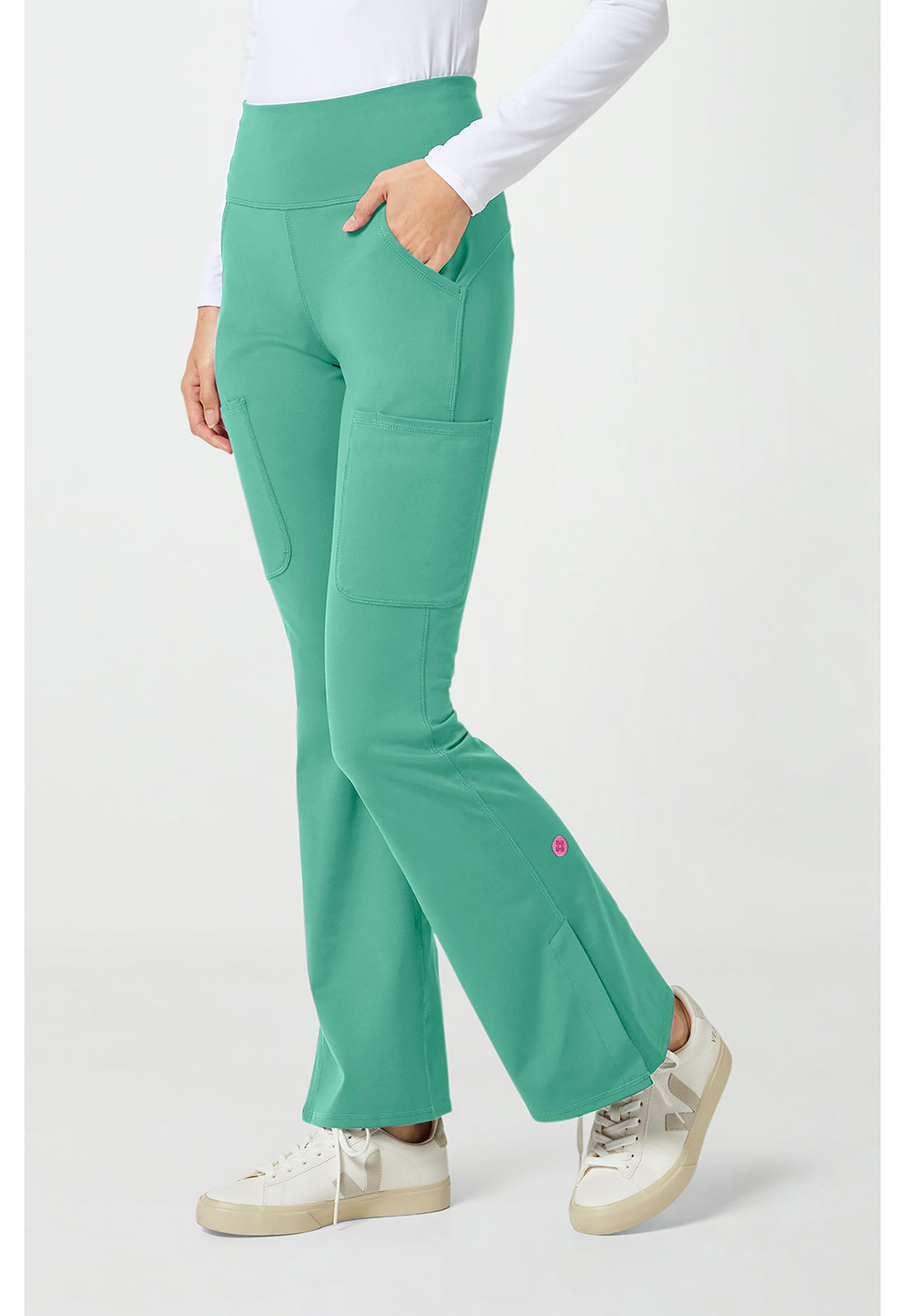 Amp Knit MC150 Women's Flare Leg Yoga Scrub Pants Mint Condition