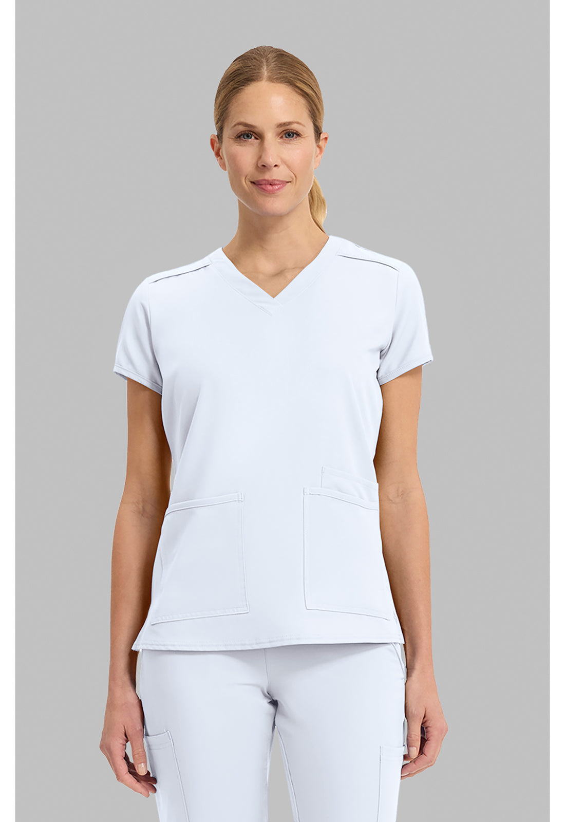 Insight MC2411W Women's 3 Pocket Scrub Top White